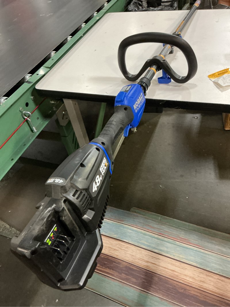 Condition photo showing As Is for kobalt 15-in split shaft attachment capable battery string trimmer