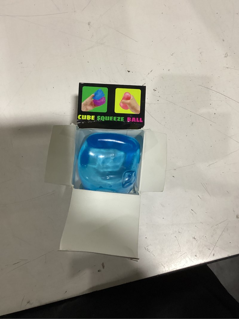 Condition photo showing New/Like New for ice cube squishy fidget toy, slow-rising sensory stress cube for relief & focus, desk fidget for adults (blue)
