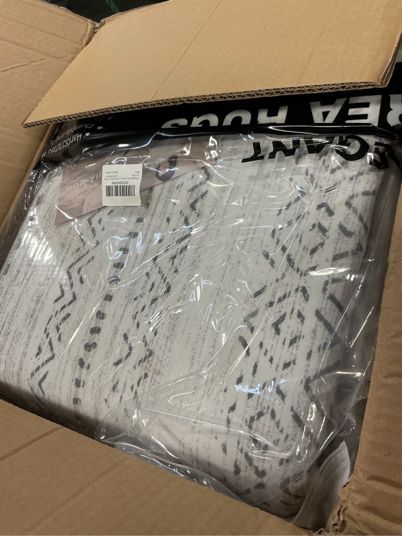 Condition photo showing New/Like New for Nakagishi 8x10 Area Rugs Living Room: Washable Boho Large Neutral Soft Farmhouse Rug Stain Resistant Modern Moroccan Non-Slip Indoor Carpet for Bedroom Nursery Kids Playroom Office Dining Room- Gray Boho Grey 8' x 10' (Rectangular)