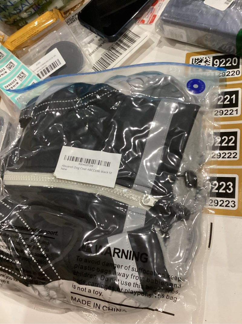 Condition photo showing New/Like New for Dog Winter Coat with Harness, Dog Jacket, Pet Clothes with Zipper on Back, Waterproof Windproof Warm Vest, Reflective Cold Weather Coats, for Small Medium Large Dogs, Thick, Black, M M(Chest Girth:24.03"/61CM) Black
