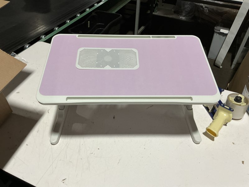 Condition photo showing Good Condition for SAIJI Laptop Bed Tray Table, Adjustable PVC Leather Laptop Bed Table, Portable Standing Desk with Storage Drawer, Foldable Lap Tablet Table for Sofa Couch Floor (Large,White)