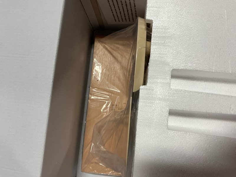 Condition photo showing As Is for brvclon manual bread slicer for homemade sourdough,adjustable thickness,hand crank bread slicer with stainless steel blade, aluminum alloy frame & solid wood base with natural wood veneer finish warm white