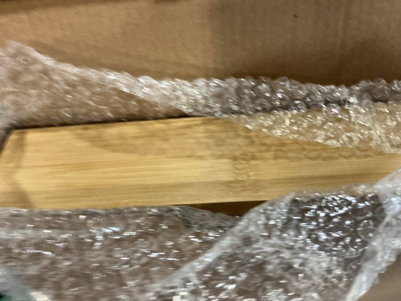 Condition photo showing Good Condition for storage bag organizer with foil and plastic wrap organizer , aluminum foil dispenser with cutter, bamboo 6 in 1 baggie organizer suitable for gallon, quart, sandwich, snack