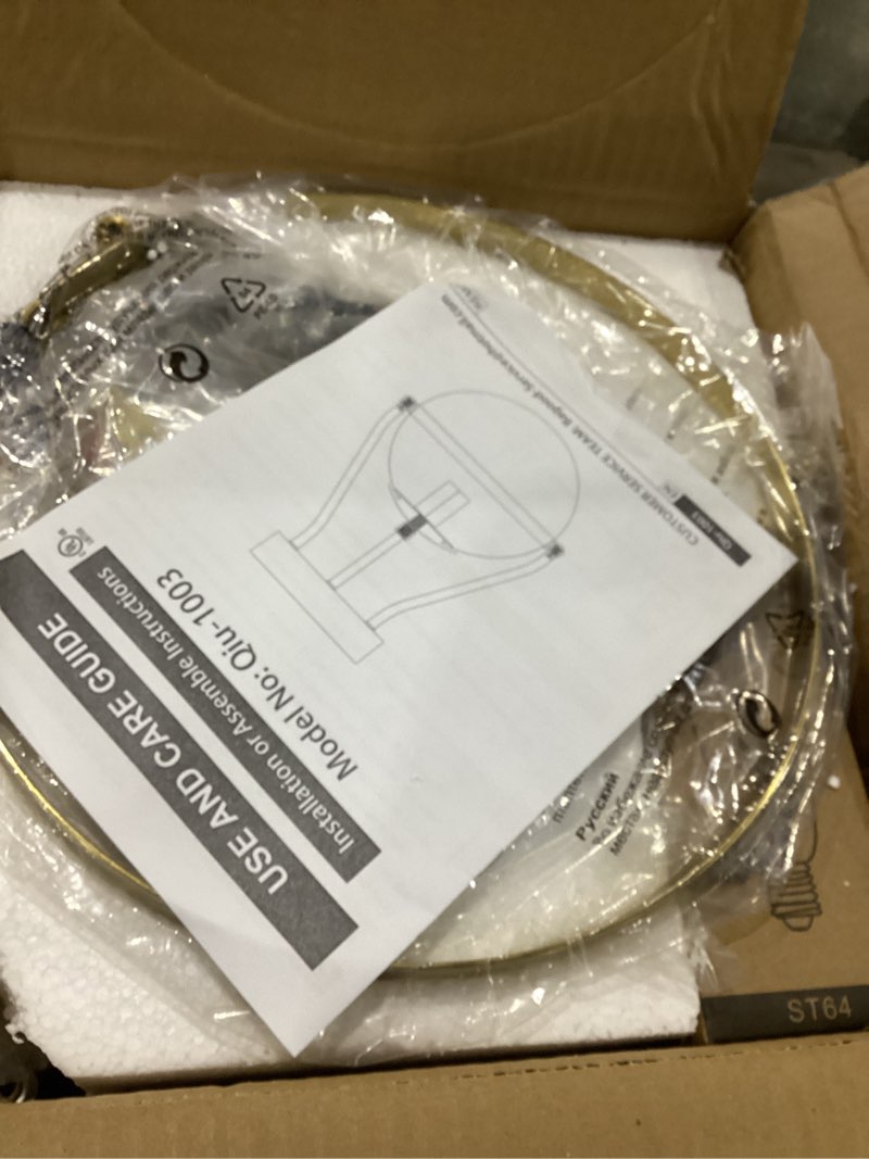 Condition photo showing New/Like New for 10" Modern Semi Flush Mount Ceiling Light Fixture Mid Century Ceiling Light Globe Ceiling Light Fixture with Milk Glass Shade Brass Finish for Kitchen Island Hallway Living Room (Bulb Incl.) Gold 10 inch