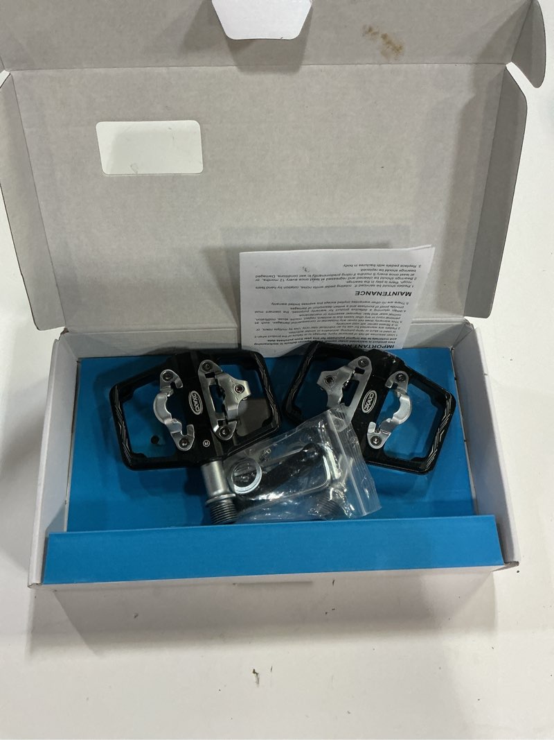 Condition photo showing Good Condition for cxwxc mountain bike pedals compatible with shimano spd cleats - dual sided plat & clip pedal, 9/16” bicycle platform and clipless pedals for road, mtb, and hybrid bikes black