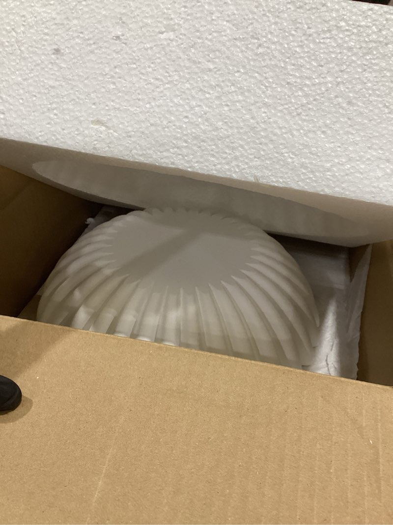 Condition photo showing Good Condition for OAKOA Concrete Decorative Bowl - White Large Decorative Bowls for Home Decor - Coffee Table Bowl Decor - Scalloped Ruffle Centerpiece Bowl