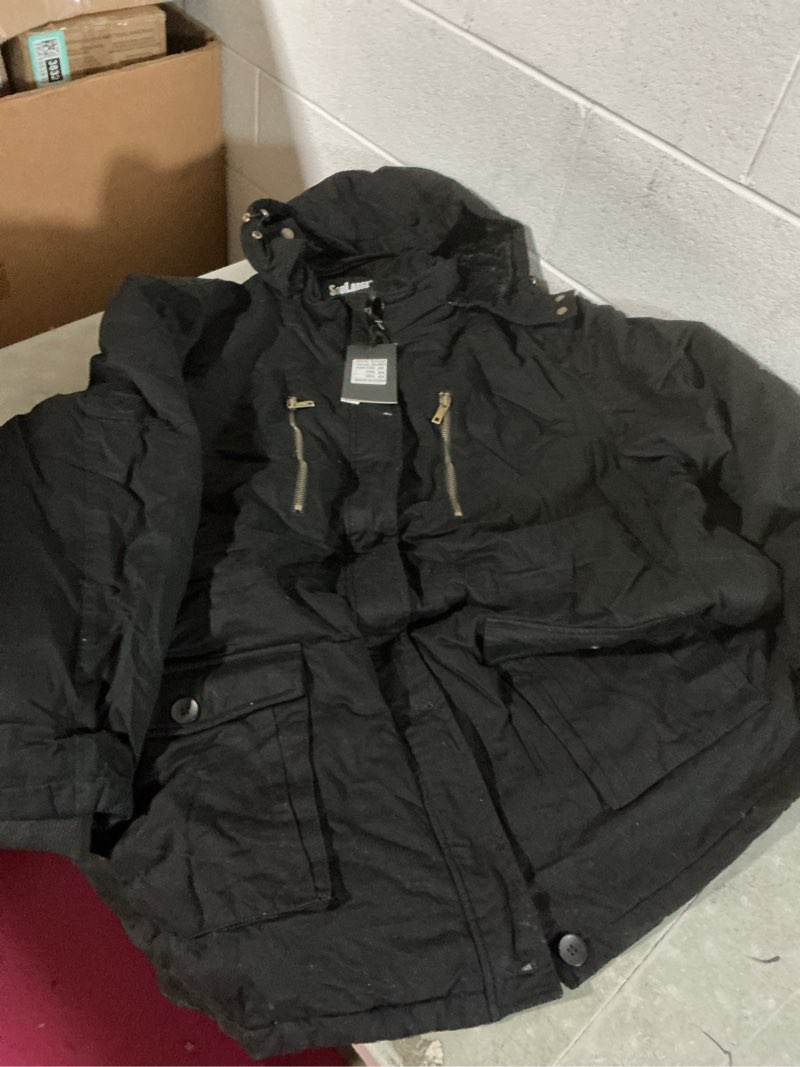 Condition photo showing Good Condition for soularge women's winter plus size thickened cotton coat with detachable hood size 5xl