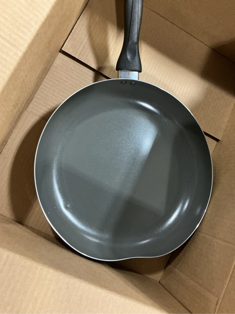 Condition photo showing As Is for imusa 12-inch ceramic nonstick frying pan – large gray aluminum skillet with cool-touch handle, ideal for sautéing, stir-frying & searing– healthy non-stick cookware for home kitchen 12 inch gray