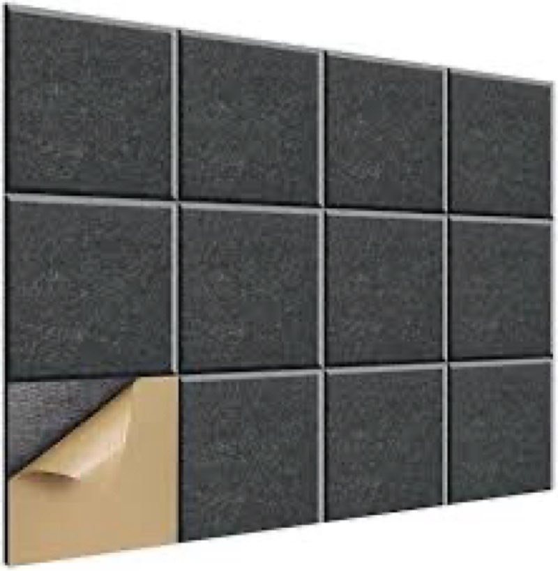 10 Pack Large Self-Adhesive Corkboard Wall Panels, 15.7 x 15.7 x 0.4 in Sound Proof Foam Panels for 