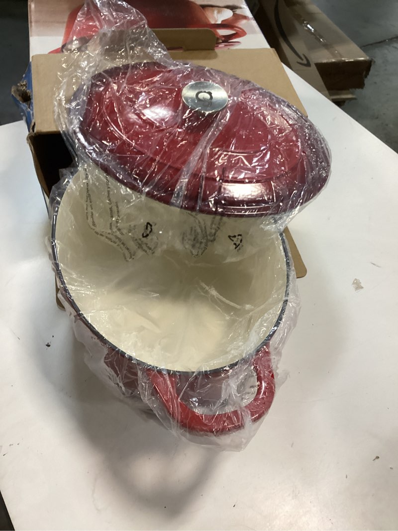 Condition photo showing Good Condition for Crock-Pot Artisan Oval Enameled Cast Iron Dutch Oven, 7-Quart, Scarlet Red Scarlet Red 7-Quart Dutch Oven - Oval