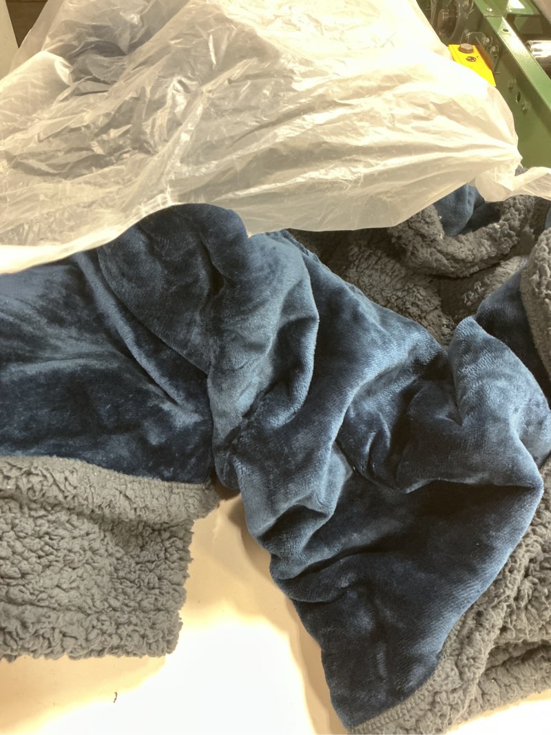 Condition photo showing As Is for petami waterproof dog blanket for small medium dogs, pee proof pet blanket for couch bed, reversible water proof blanket for puppy indoor cat, soft dog fleece blankets washable, 24x32 navy/gray