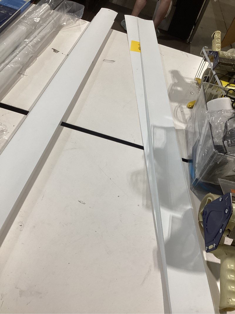 Condition photo showing As Is for levolor trim+go 3.5-in slat width 45.5-in x 84-in cordless crown white room darkening vertical blinds incomplete