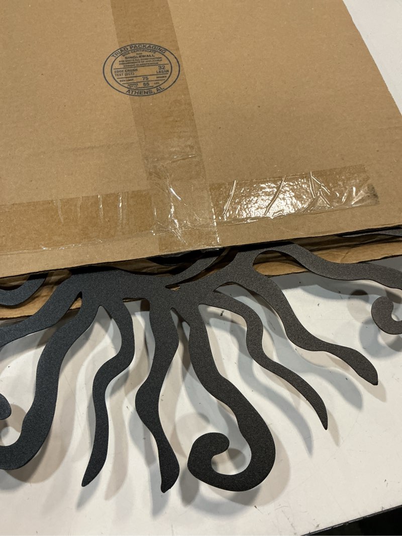 Condition photo showing Good Condition for Riverside Designs Wacky Sun Metal Wall Art Indoor/Outdoor Decor - 18" Black Rust Proof Wall Sculpture - Made in USA - Ideal for Bedroom, Garden, Home, Patio and Farmhouse 18"L x 18"W Black