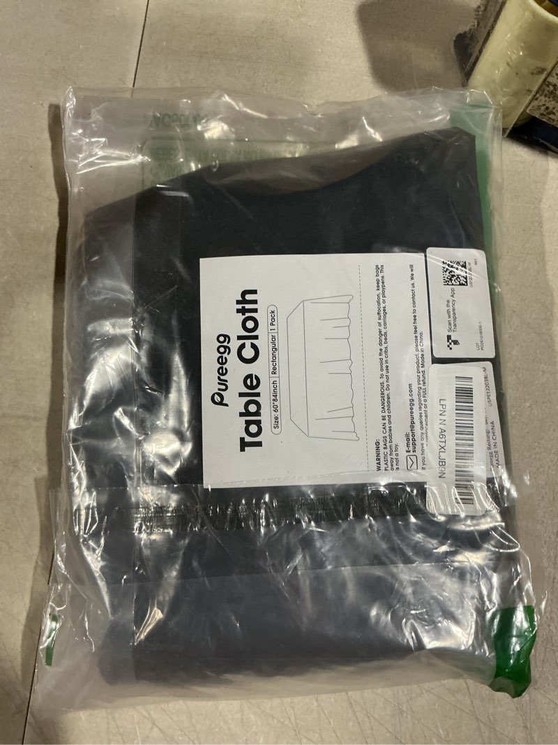 Condition photo showing New/Like New for pureegg rectangle table cloth 60" x 84" – durable polyester tablecloth offers reusable & washable protection, ideal for outdoor party, picnic, wedding, banquet and birthday, 1 pack, black black 84" x 60" - 1 pack