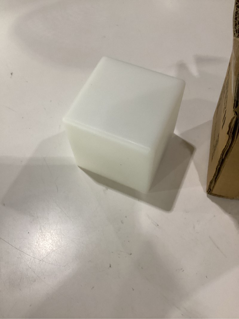 Condition photo showing As Is for 4-inch led cube light, rechargeable rgb + 6000k white light cube lamp with remote, portable cube mood light for kids room, nursery & bedroom, not tested