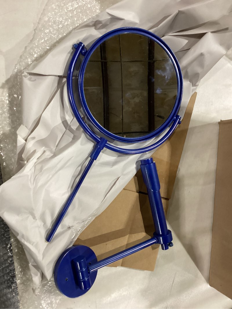 Condition photo showing New/Like New for Allied Brass TRM-8/2X-MBL Tribecca Collection Wall Mounted Make-Up Mirror 8 Inch Diameter with 2X Magnification, Mediterranean Blue