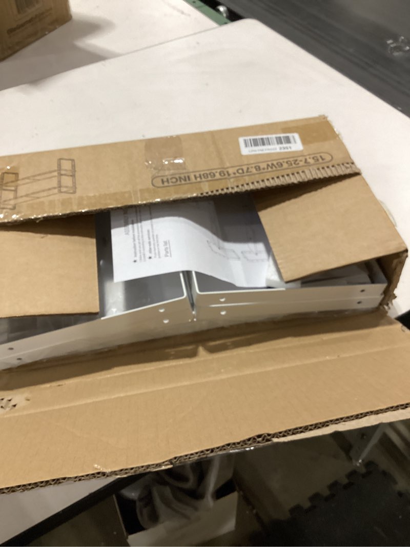 Condition photo showing Good Condition for Expandable Cabinet Shelf Organizer Rack, Stackable Kitchen Counter Storage Shelves Stand, Adjustable Height Pantry Shelf Spice Rack (White, 2 Pack) 8.7''D*15.7-25.6''W*9.8''H White-2 Pack