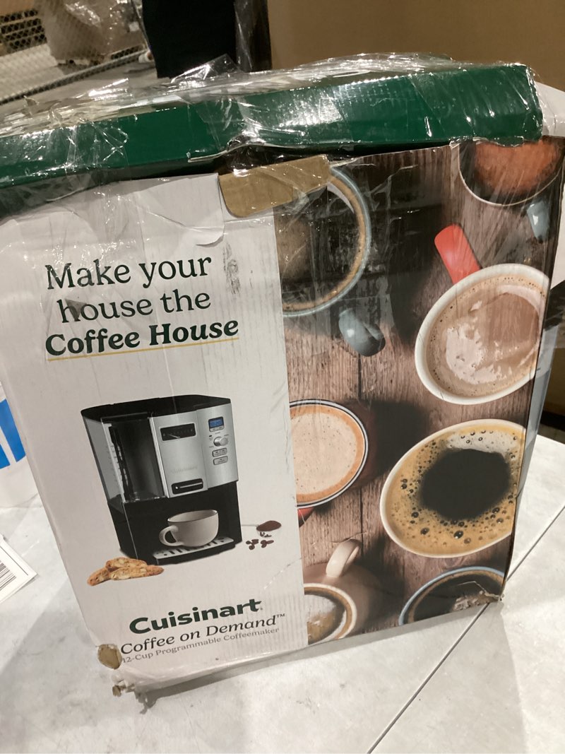 Condition photo showing As Is for cuisinart coffee maker, 12 cup programmable drip, dcc-3000p1, black modern coffeemaker
