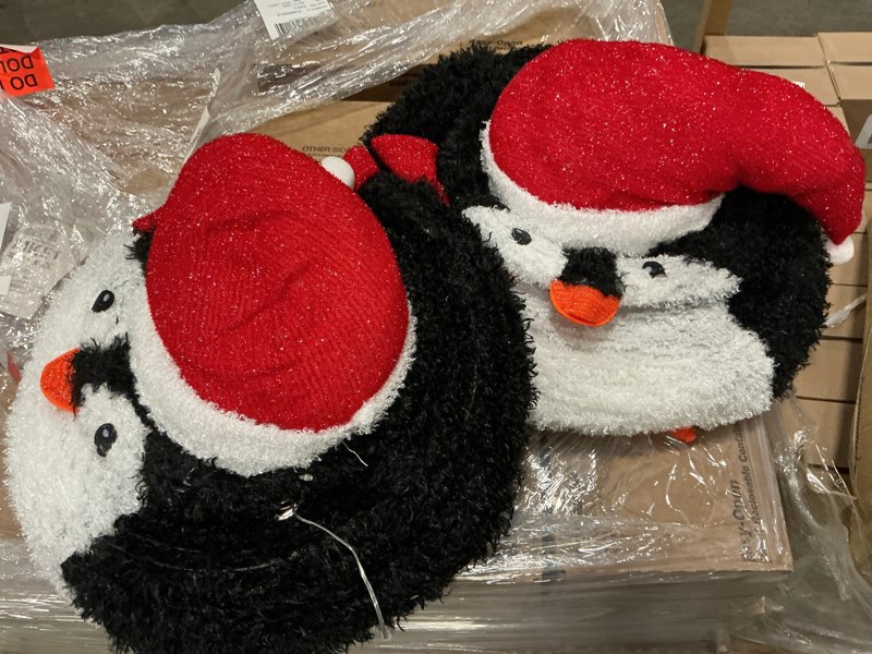 Condition photo showing Good Condition for 2 pcs lighted penguin christmas decorations outdoor, 3ft & 2ft pop up collapsible holiday yard decor with 150 led lights, santa hats, weather-resistant christmas lawn display