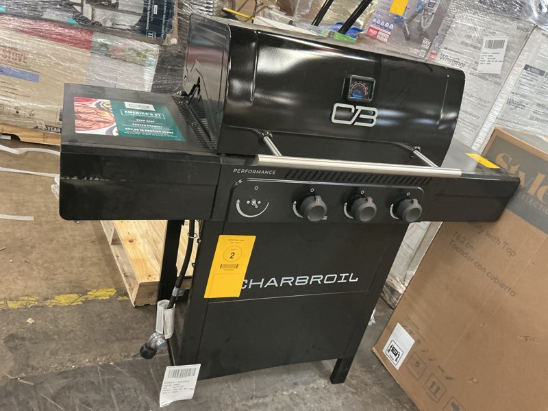 Condition photo showing As Is for charbroil performance series 463253925 - 4 burner gas grill cabinet with side burner, black