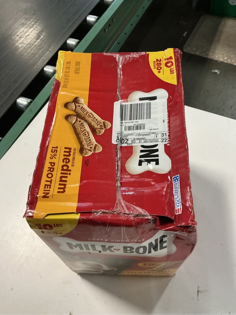 Condition photo showing New/Like New for milk-bone original dog treats biscuits for medium dogs, 10 pound medium 10 pound (pack of 1)