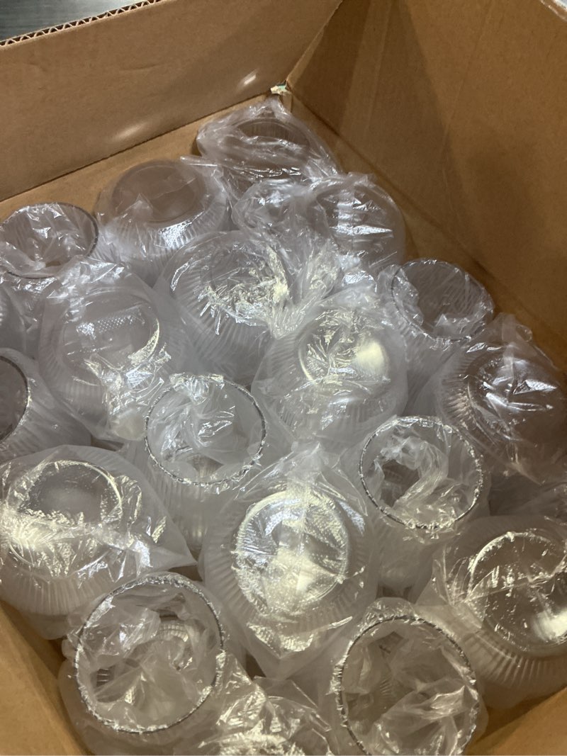 Condition photo showing Good Condition for 40 pack 13.5oz clear plastic stemless wine glasses - unbreakable bpa-free recyclable origami-style ribbed disposable & reusable for birthday, weddings, parties clear 40 pcs