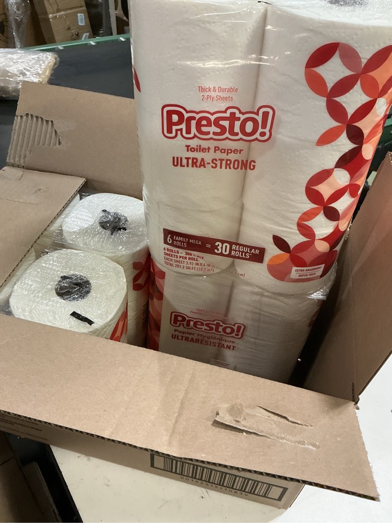Condition photo showing New/Like New for presto toilet paper ultra-strong 4-6 roll packs