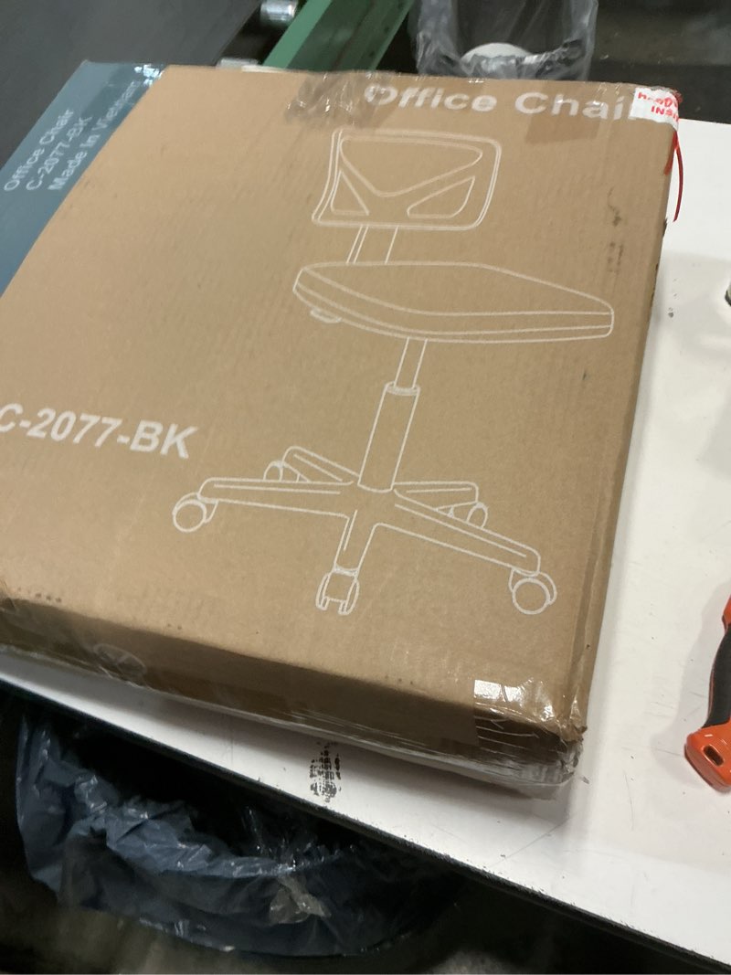 Condition photo showing As Is for Sweetcrispy Small Office Desk Chair, Ergonomic Low-Back Mesh Rolling Work Swivel Chairs with Wheels, Armless Comfortable Seat Lumbar Support for Home, Bedroom, Study, Student, Adults,Classic Black