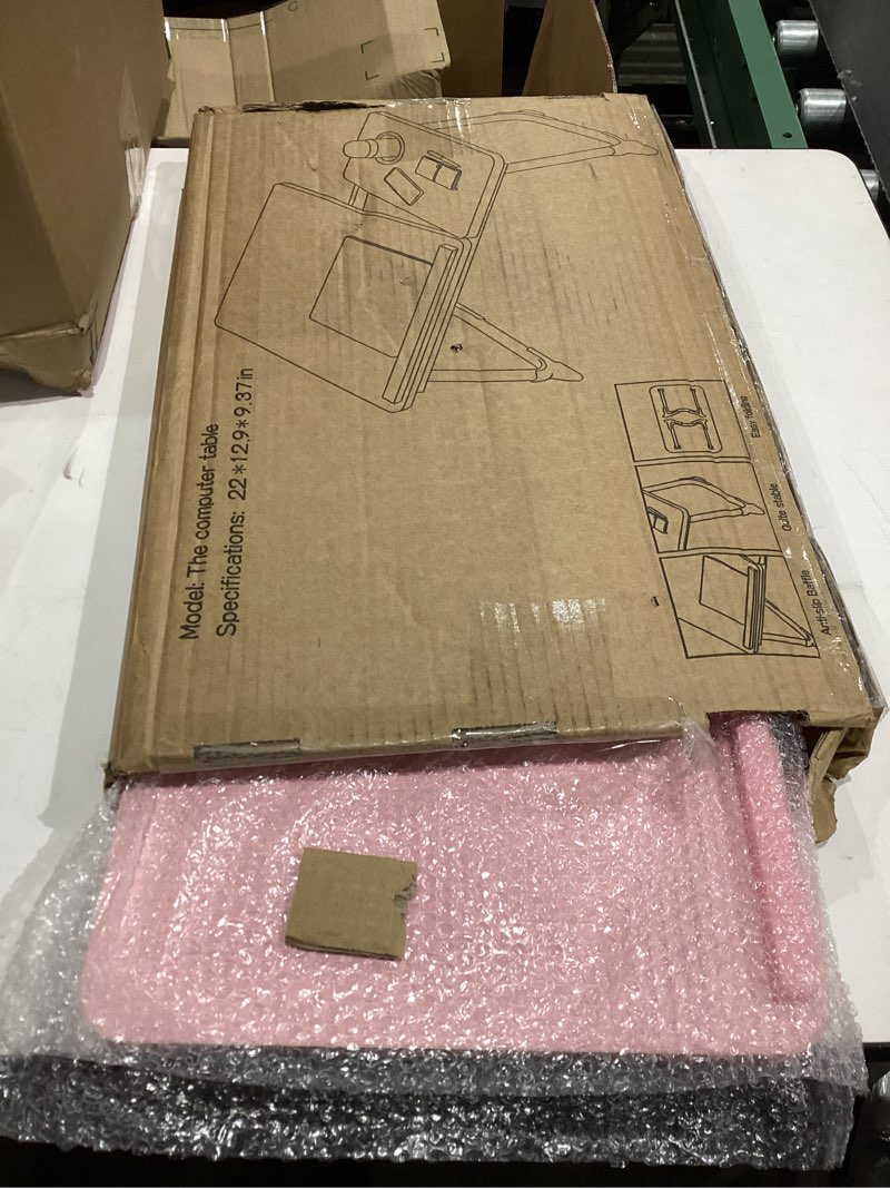 Condition photo showing New/Like New for Lap Desk for Couch/Sofa/Floor, 5-Angle Adjustable Bed Desk with Foldable Legs &Cup Holder, Light Weight Bed Tray Table for Writing/Eating/Reading, Portable Laptop Stand for Adults, Kids Pink