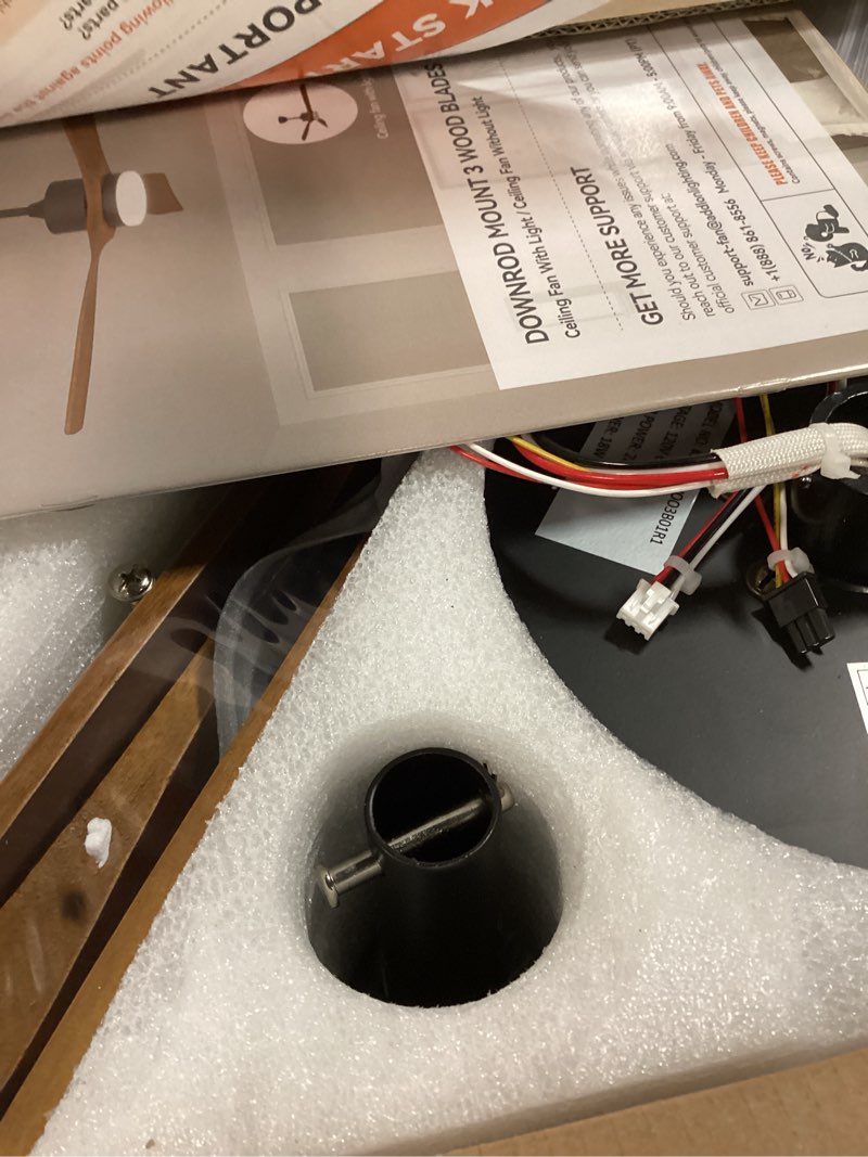 Condition photo showing New/Like New for addlon 42 inch ceiling fans with lights and remote control, reversible, 3 wood blades, 6 speeds, 3cct dimmable, noiseless, indoor/outdoor black walnut ceiling fan for bedroom living room gazebo patio 42 inch downrod with light