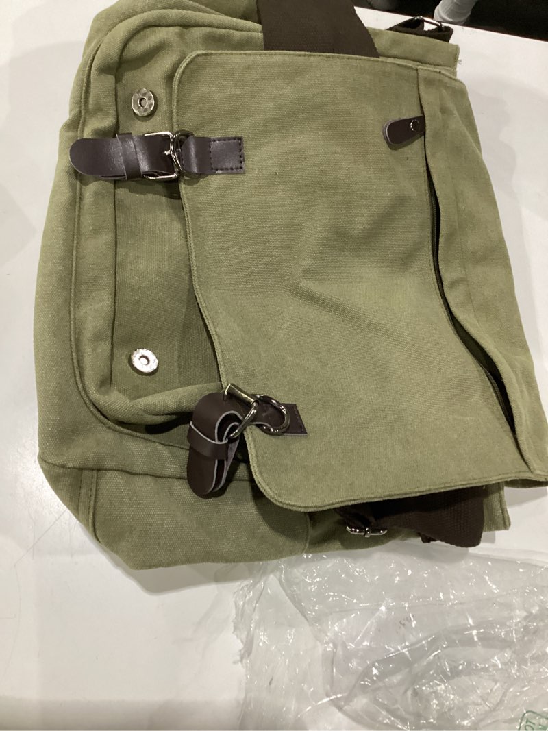 Condition photo showing Good Condition for caaordkso canvas vintage messenger bag shoulder bag large travel crossbody bags for men women 14 inch laptop bag bookbag work army green