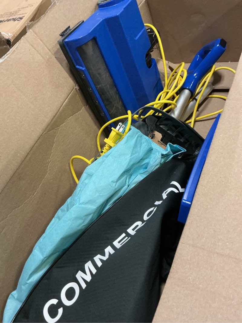 Condition photo showing As Is for amazon basics heavy duty upright bagged vacuum with powerful suction for carpet and bare floors, commercial-grade vacuum cleaner only