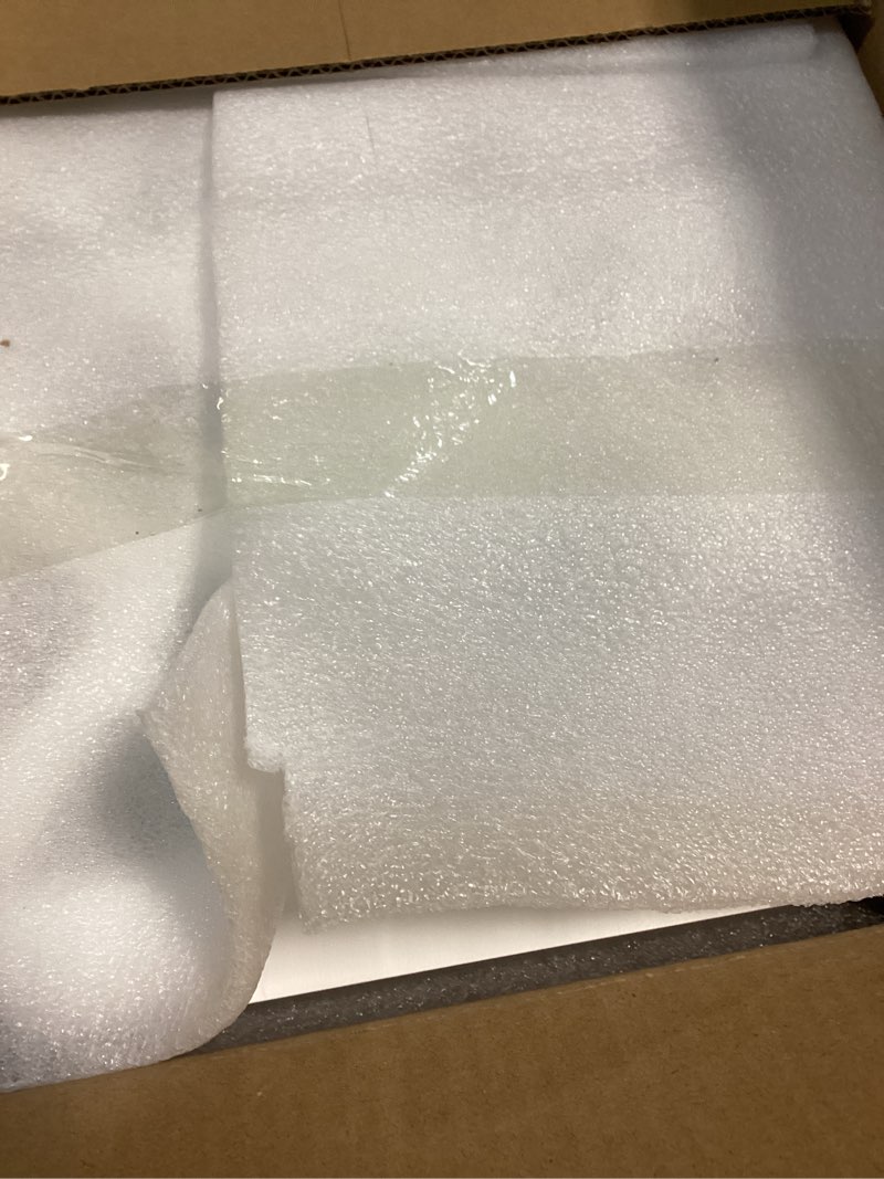 Condition photo showing New/Like New for cut-out design 16" short dog gate for small dogs, foldable retractable puppy gate indoor - freestanding lightweight pet barrier for doorways, stairs, hallways (extends to 35", white) h:16" / w:4"-35"