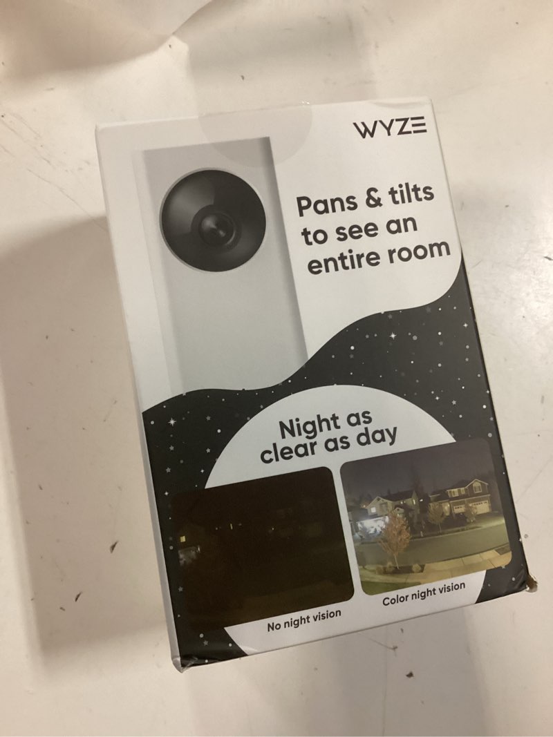 Condition photo showing New/Like New for wyze cam pan v2 1080p pan/tilt/zoom indoor security camera with color night vision, motion and sound detection, wi-fi smart home security camera compatible with alexa & google assistant, white 1 pack