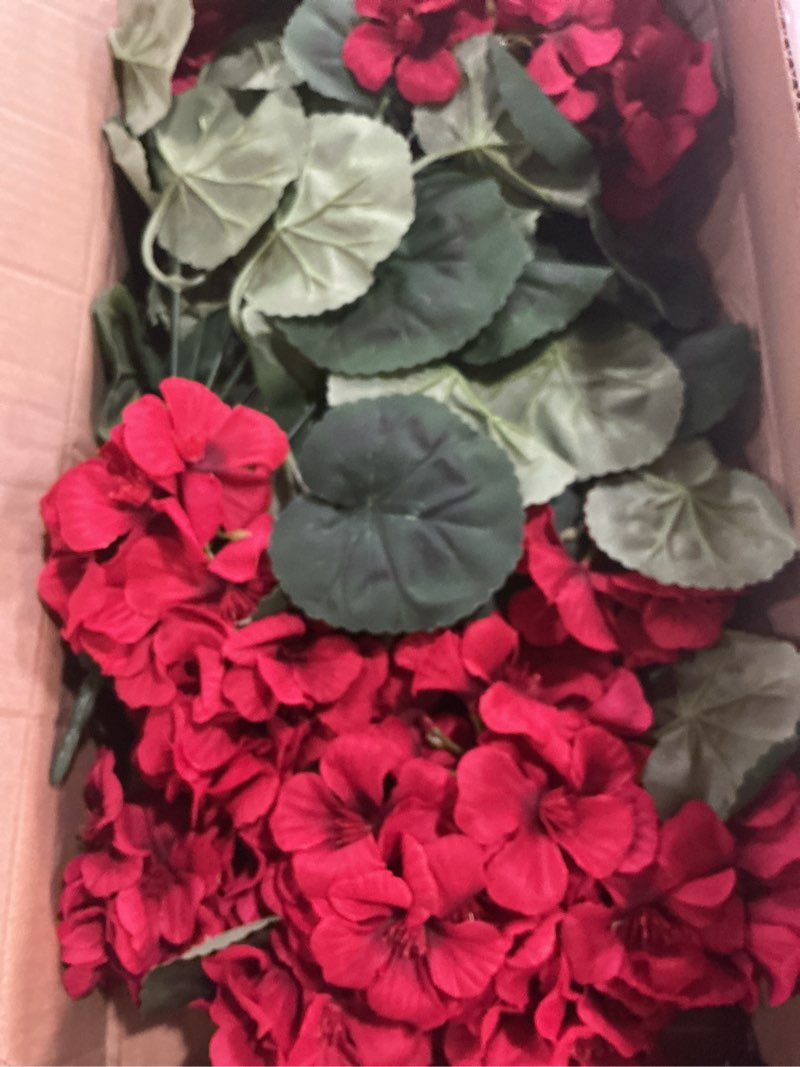 Condition photo showing New/Like New for hananona 6 pcs artificial geranium flowers for outdoors geranium silk red flower outdoor uv resistant garden plants faux flowers for christmas home kitchen table centerpieces decor (6, red) red 6