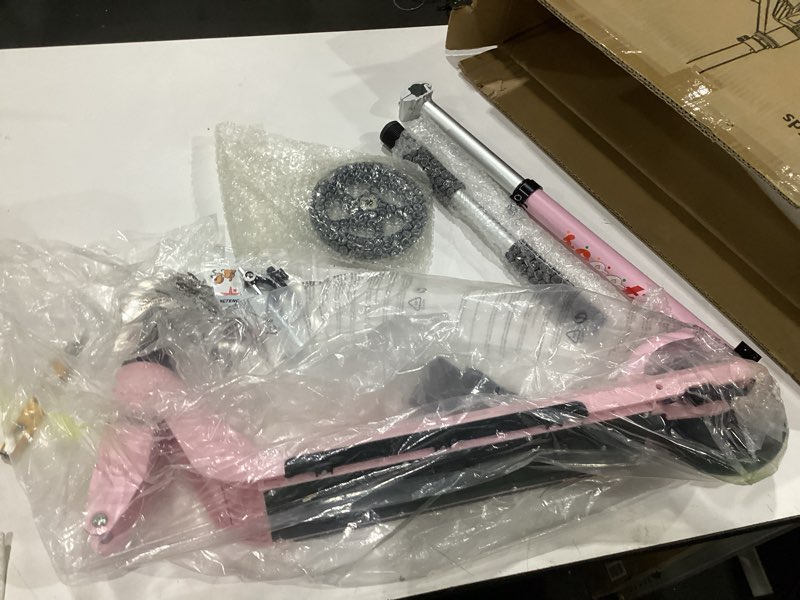 Condition photo showing New/Like New for lingteng electric scooter for kids age 6-10, kick-start boost scooter with adjustable speed and height, flash wheel & deck lights pink