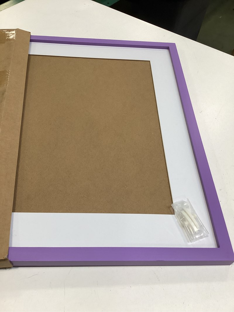 Condition photo showing As Is for ( incomplete one piece only ) wyooxoo 9x12 Picture Frame Set of 2 Purple Made of Solid Wood Photo Frames Display Pictures 6x8 with Mat or 9x12 Without Mat Colorful Frame For Tabletop Display or Wall Purple 9\" x 12\" ( 2 Pack )