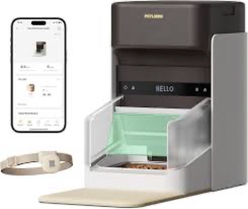 PETLIBRO RFID Automatic Multiple Cats Feeder, 5G Wi-Fi Auto Food Dispenser for Pets with Different Diets, Collar Tag Activated Personal Meals Brown 3L 1-pack