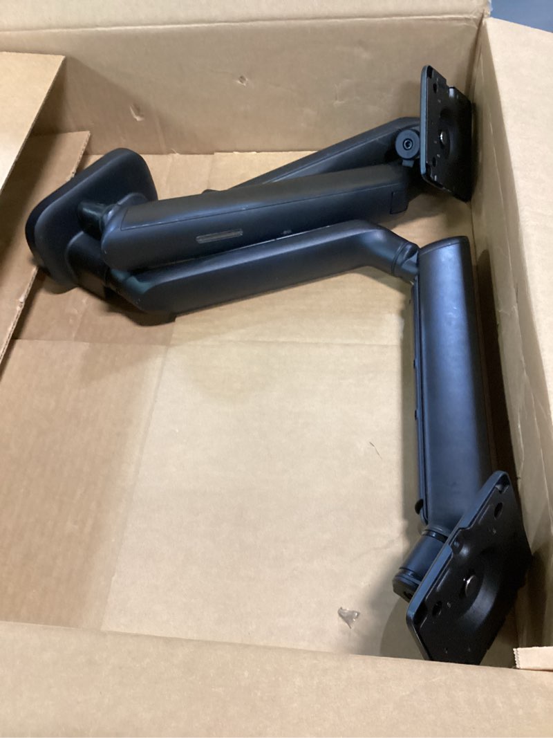 Condition photo showing As Is for monTEK Dual Monitor Arm, Mechanical Spring Monitor Arm for 17-35" Screens, Adjustable Monitor Desk Mount Each Holds up to 24.2 lbs with C Clamp/Grommet Desk Mount, VESA 75/100mm, MA1011BK-D Black without USB
