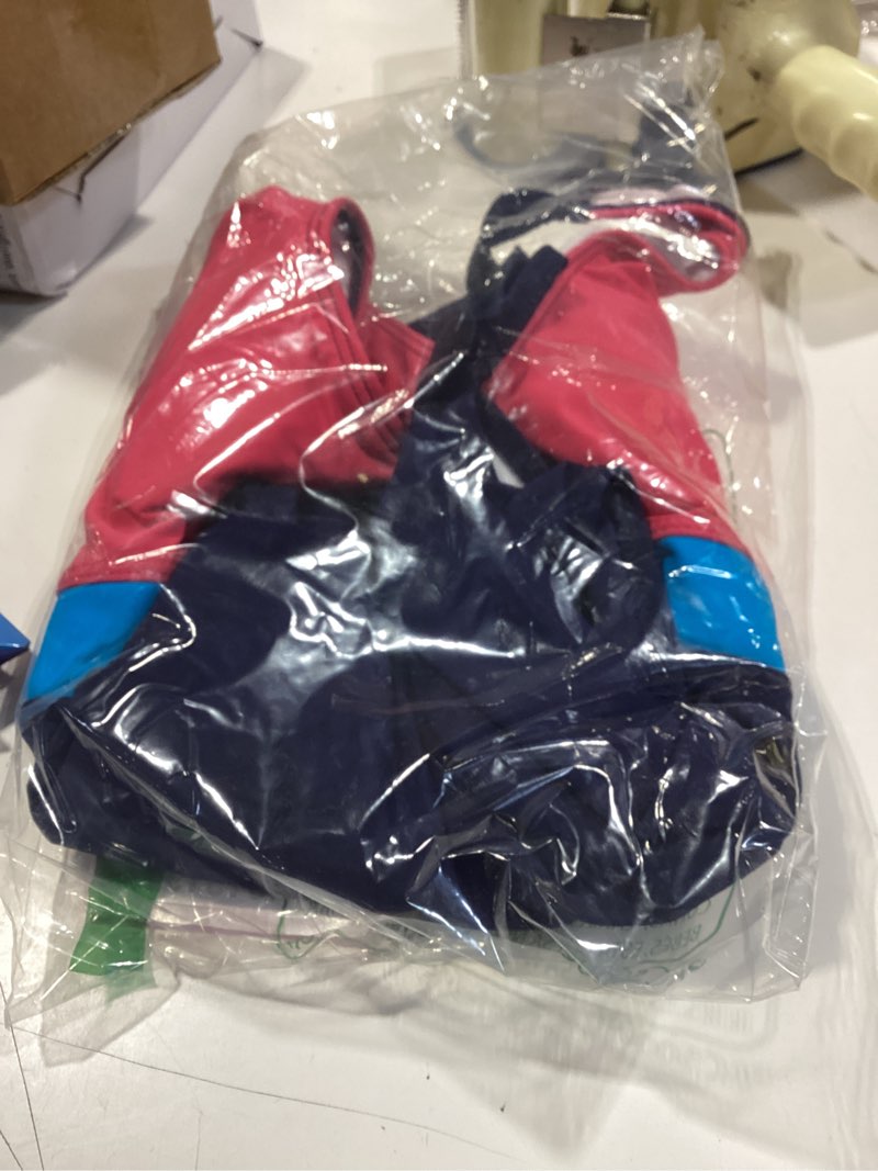 Condition photo showing Good Condition for womens one piece swimsuit scoop open back athletic training swimwear color block sport bathing suit large pink navy