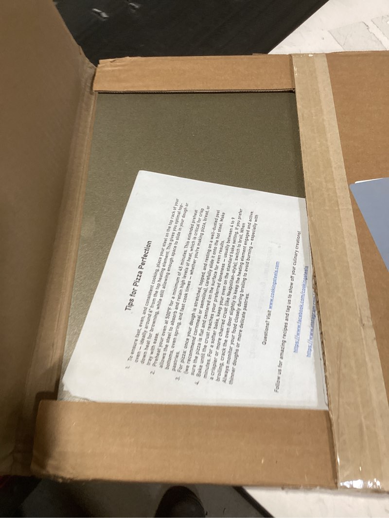 Condition photo showing New/Like New for thermichef 16" by 16" pizza steel (3/8" deluxe thickness) - multipurpose cooking steel for ovens & grills - made in the usa 3/8" deluxe version 16"x16" square