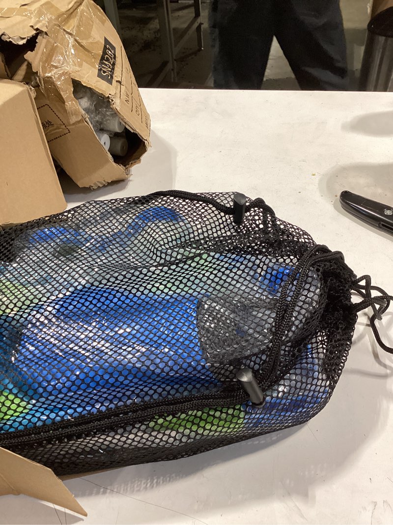 Condition photo showing New/Like New for Snorkeling Gear for Kids Ages 5-15, 4 in 1 Mask Fins Snorkel Set with HD Tempered Glass Panoramic View Anti-Fog Mask, Dry Top Snorkel, Adjustable Trek Fins, and Mesh Bag, Kids Snorkel Set for Youth ?S/M(1-4) Blue+Green
