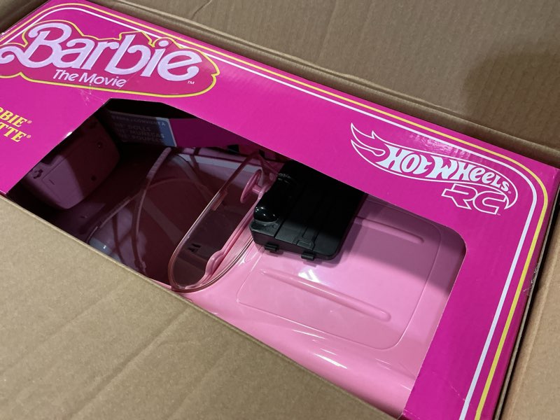 Condition photo showing Good Condition for barbie hot wheels rc corvette from the movie, full-function remote-control toy car holds 2 dolls modern