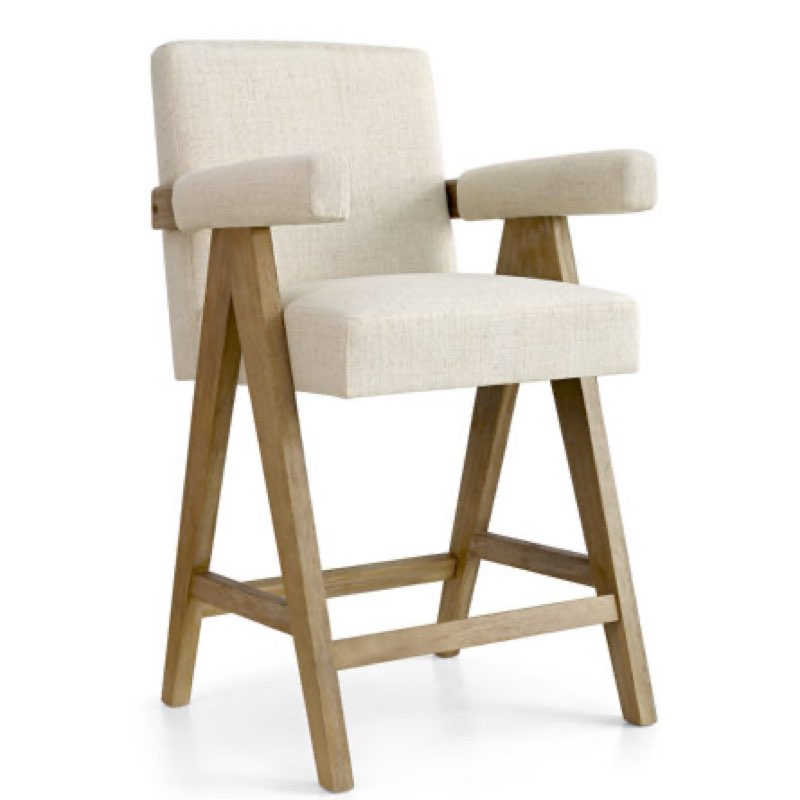 Bilon 25.5'' Linen Upholstered counter stool with arms