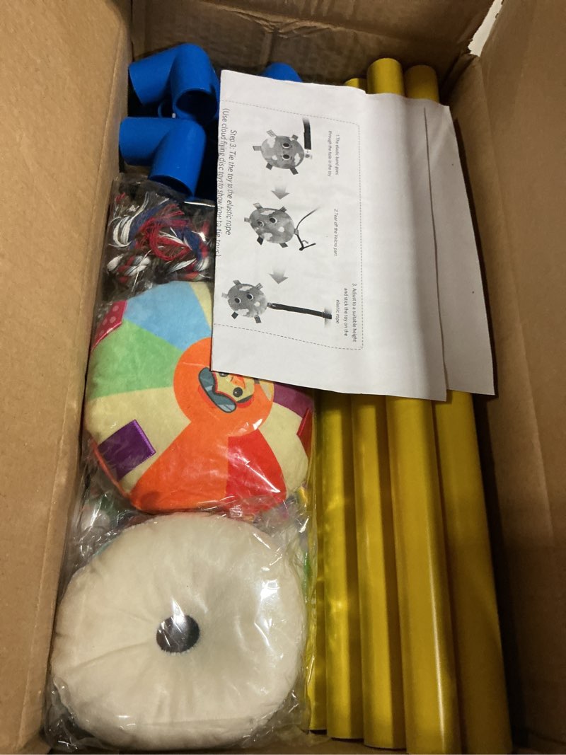 Condition photo showing Good Condition for puppy play gym for small dogs - 8 interactive teething dog toys, durable pvc frame, indoor chew & activity center, relieves boredom & anxiety, safe & easy to assemble for puppies