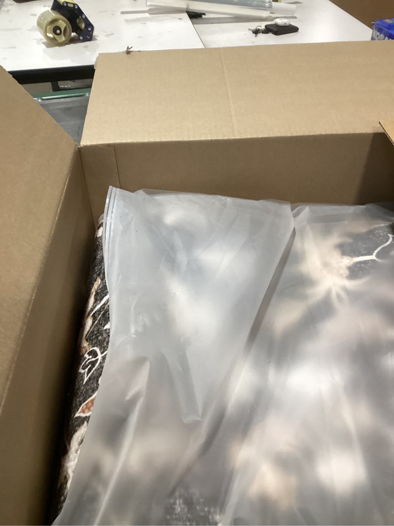 Condition photo showing Good Condition for witshock black farmhouse living room rug: washable 8x10 area rug, boho vintage moody retro oriental neutral aethestic rug for bedroom, soft faux wool low pile non slip stain resistance carpet 8' x 10' (rectangular) black brown