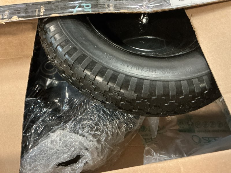 Condition photo showing Good Condition for 4.80/4.00-8" flat free wheelbarrow tires and wheels, 14.5" universal fit solid tires with 5/8" or 3/4" bearing, 3"-7" hub, adapter kit hand truck wheels replacement for 3.50/2.50-8", 4.00-6"etc, 2 pcs 14.5"-2p black-flat free
