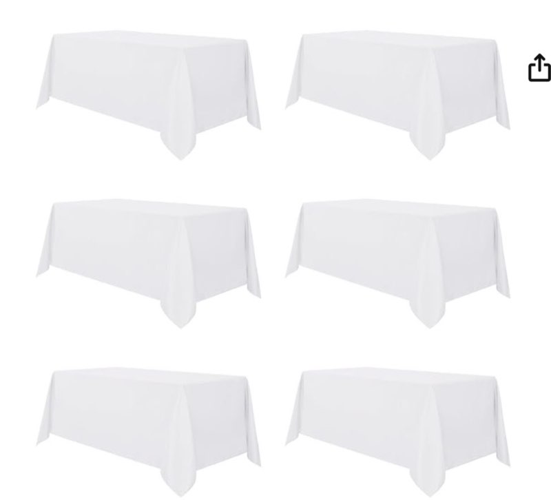 sancua 6 pack white tablecloth 90 x 156 inch - rectangle table cloth for 8 feet tables stain and wri