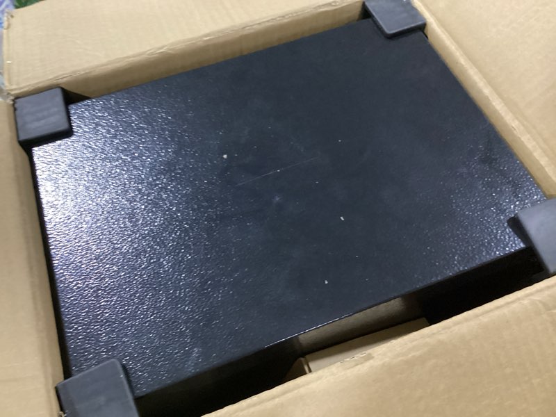 Condition photo showing As Is for 9.84"h small safe box for personal privacy, 1.2 cu ft security safe with fireproof money bag, digital safes with combination lock and removable shelf for home money cash medicine documents 9.85"h x 9.85"d x 13.78"w