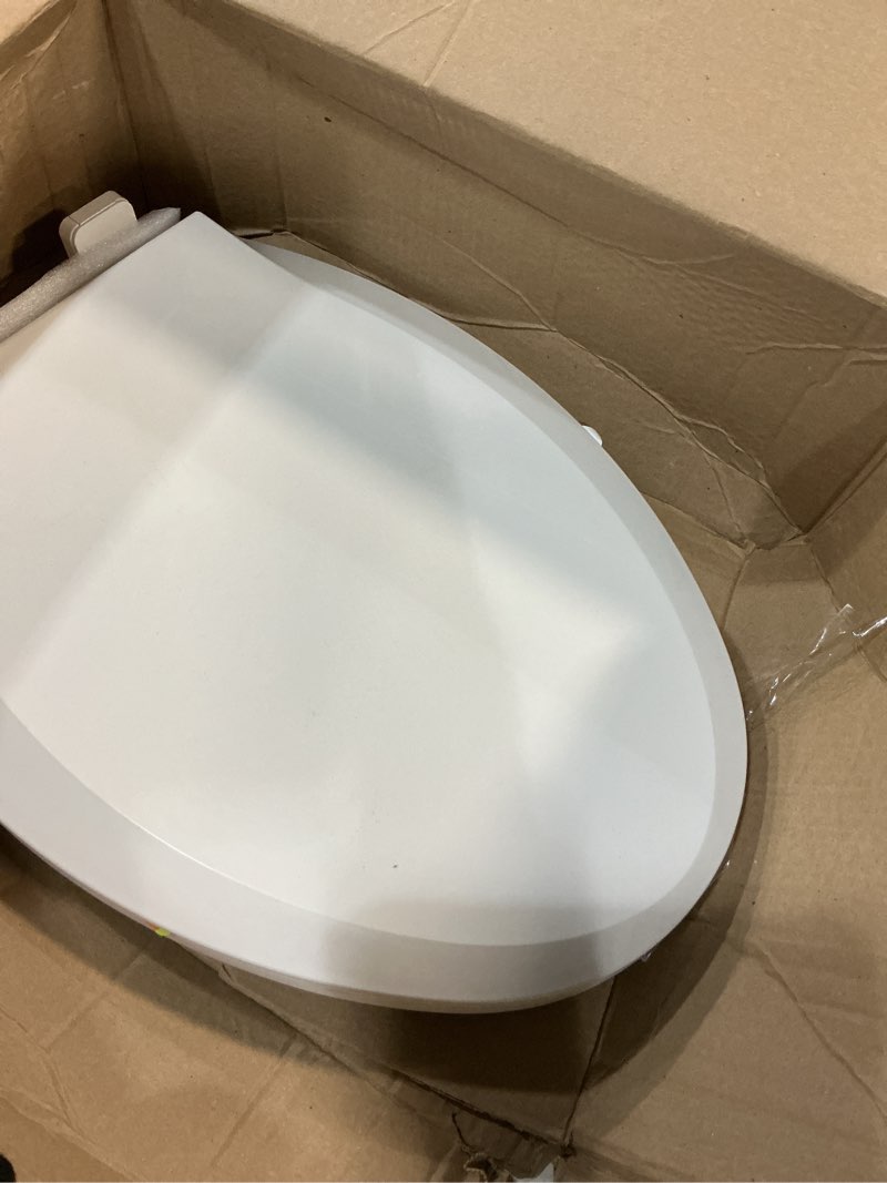 Condition photo showing As Is for Elongated Toilet Seat with Quick-Release & Soft-Close - Easy Installation and Cleaning, Durable Plastic Design